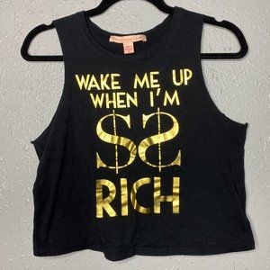 Black Muscle Tank Crop Top (Wake Me Up When I'm $)